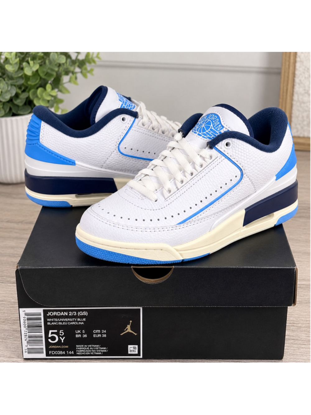 Air Jordan 2/3 GS UNC White University Blue 5Y New In Box FD0384 144